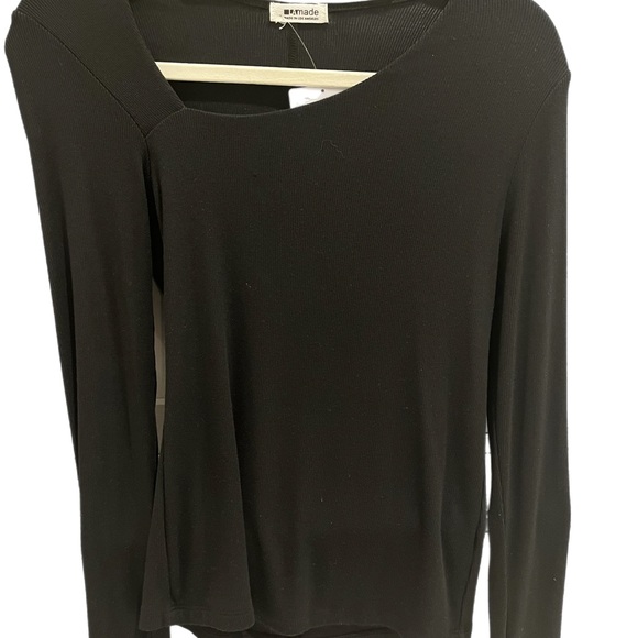 NWT la Made Ysabel Angled Neckline Top in Black - Picture 2 of 2